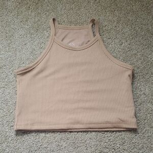 Klassy Network Tan Ribbed Crop Top
